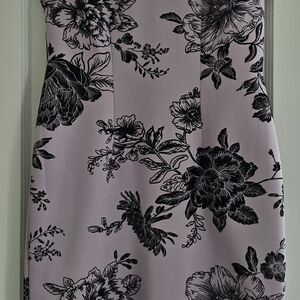 SLNY Lavender and Black Floral Mini Dress